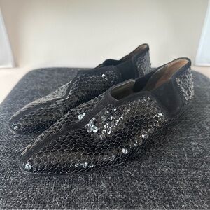 Fratelli Rossetti Black Sequins Ballet Flats Designer Formal Womens Shoe Size 8M
